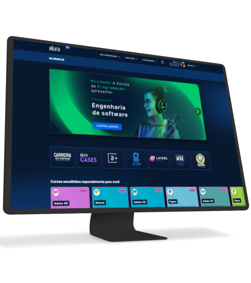 munitor e celular com alura plus aberto